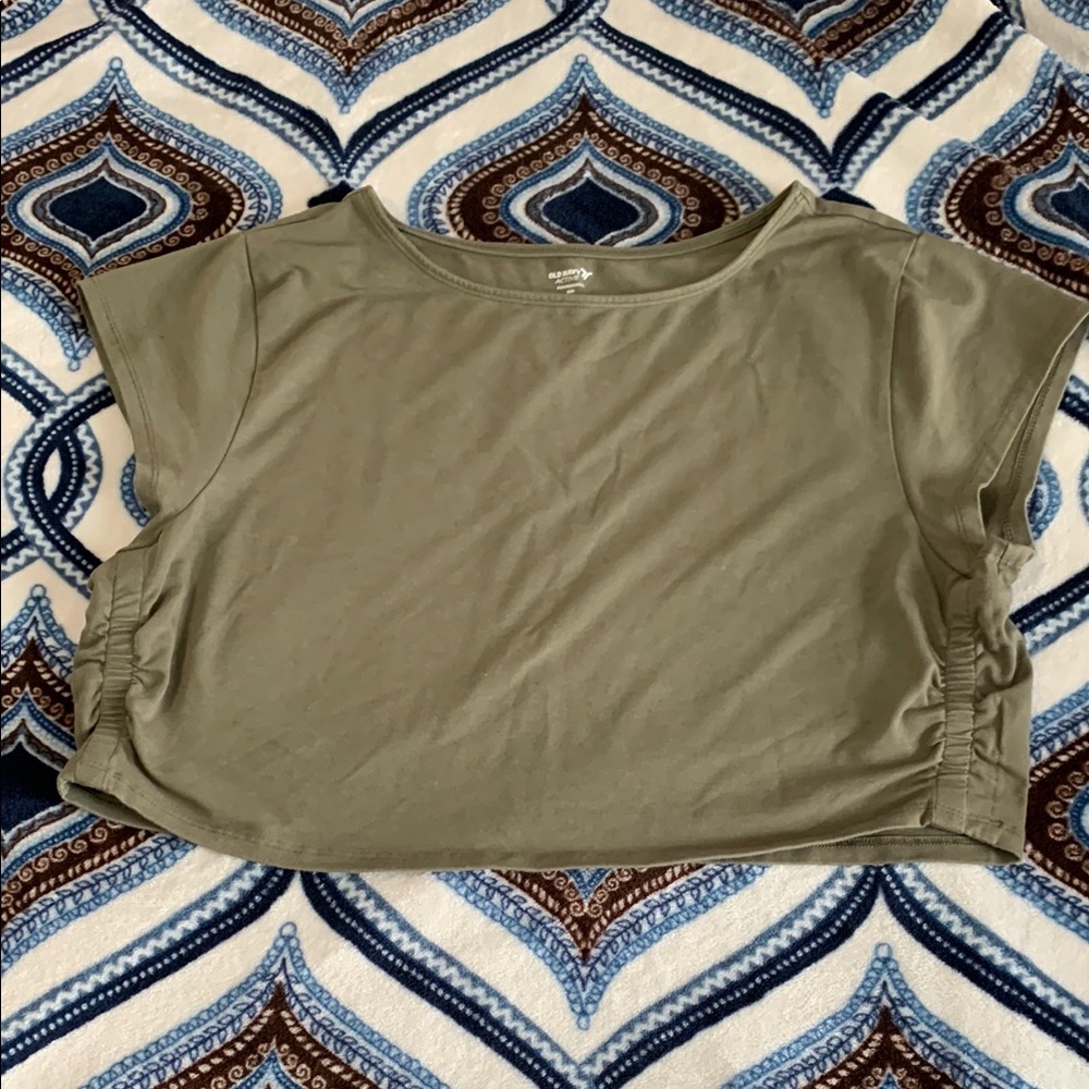 Old Navy Green Cap Sleeve Crop Tee Relaxed Fit